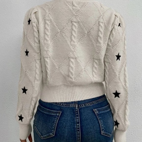 White Preppy Womens Sweater - Picture 4 of 4